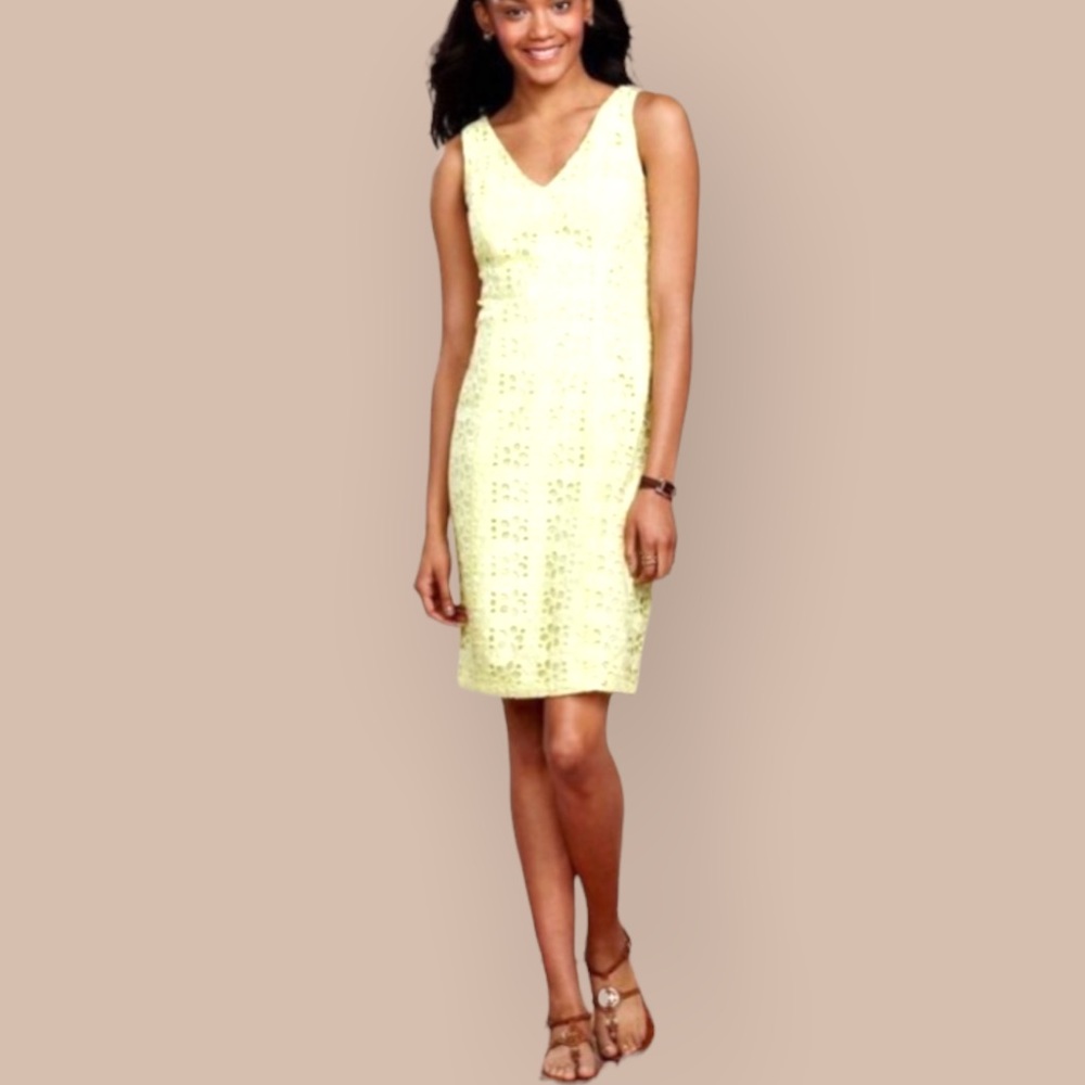 Tommy Hilfiger Sunshine Yellow Eyelet Fit & Flare dress